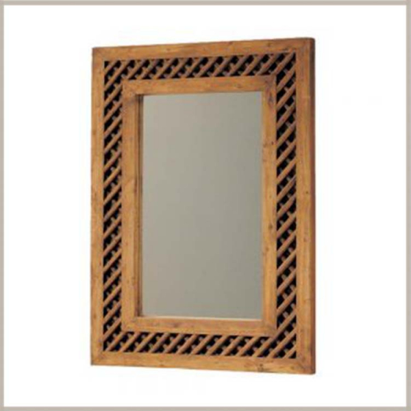 Espejo de madera con marco de celosía
